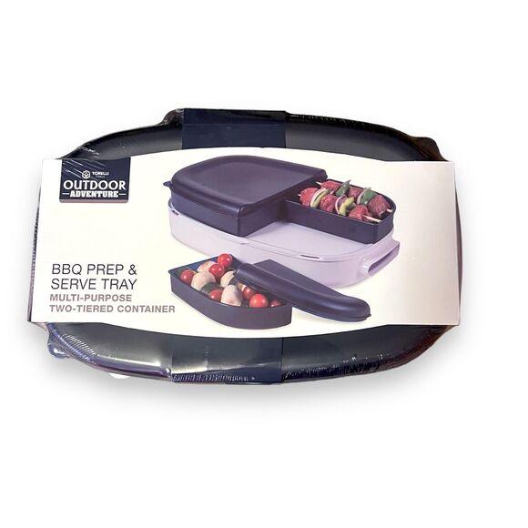 Outdoor Grill Multipurpose Two Tiered BBQ Prep & Serve Tray Container By Torelli - Picture 2 of 14